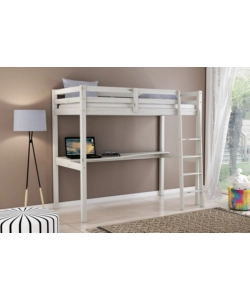 LETTO A SOPPALCO CON SCRIVANIA "NIZZA" IN PINO MASSELLO BIANCO 90X190X176 CM